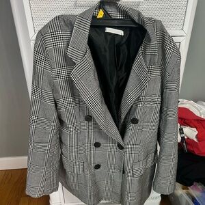 Boohoo Black and White Checkered Blazer